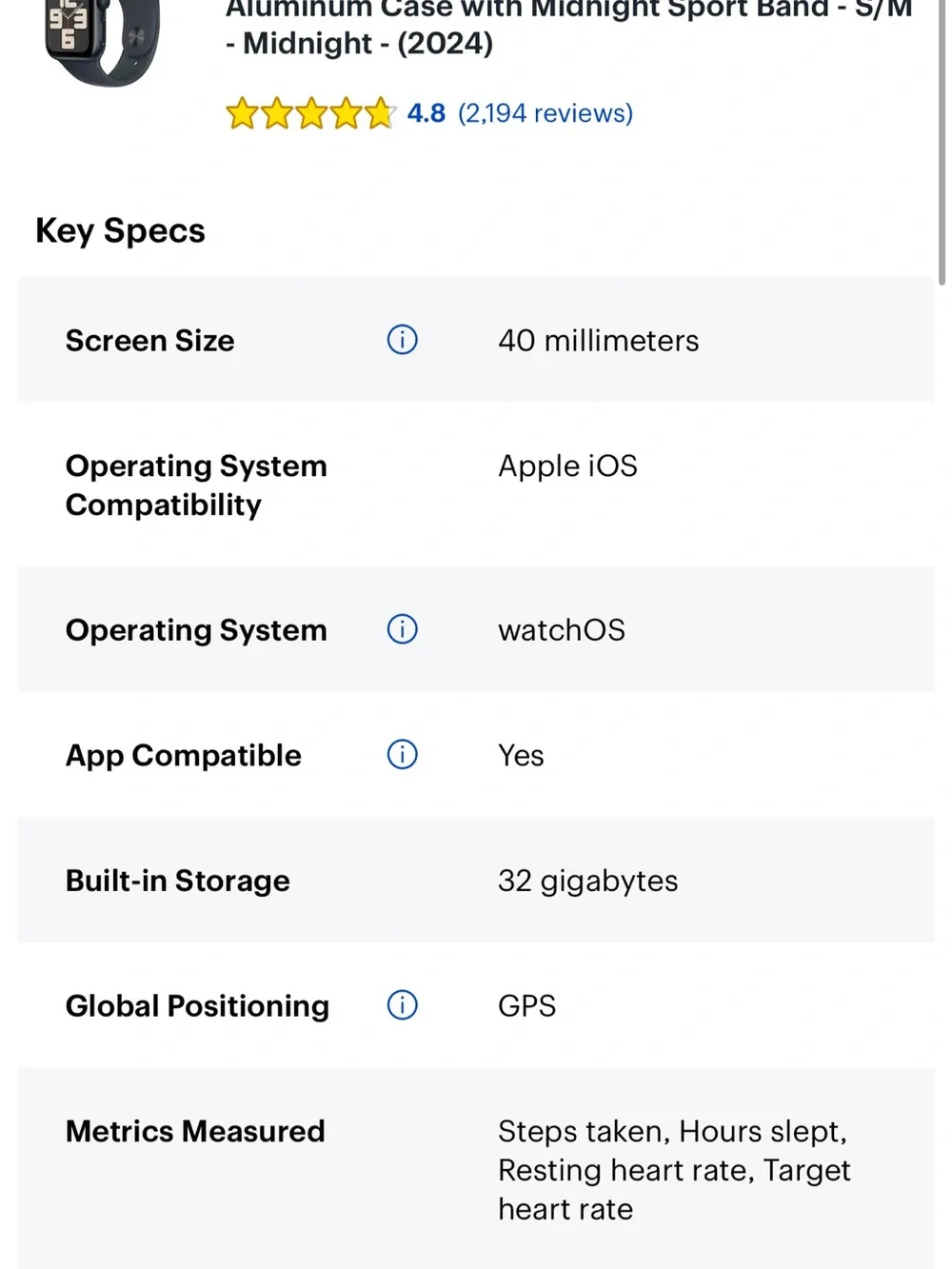 Apple Watch SE 2nd gen 32 gb